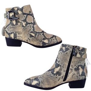Steven by Steve Madden Ringer Snakeskin Ankle Boots 6M Buckle Water Resistant